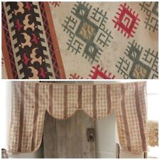 Valance Antique 1850 French Fabric RARE geometric pattern kilim inspired picture