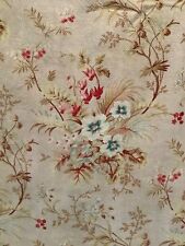 Delightful Antique French Floral Cotton Textured Fabric Shabby Chic picture