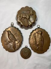 Lot of 4 Small  Vintage Tin Lined Copper Jelly Molds picture