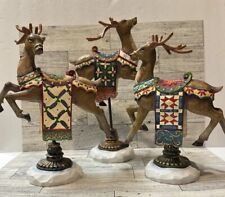 KIRKLAND Decorated Reindeer (Set of 3) Ceramic? Resin? 9, 10, & 11” *Damaged” picture