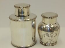 Pair of B&W Hallmarked India Tea Caddy 500 Scrap Silver Black & White Metal picture