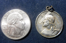 Vintage Jesus and Cross Sterling Silver Medal picture