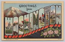 Postcard Greetings from Washington large letter Curt Teich Linen c1949 picture