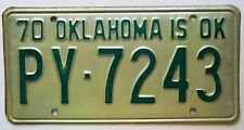 Oklahoma 1970 PAYNE COUNTY License Plate NICE QUALITY # PY-7243 picture