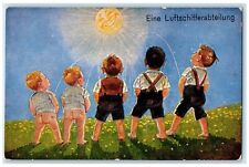 c1910's Little Boys Peeing Airship Troops Germany Anthropomorphic Sun Postcard picture