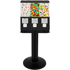 Triple Gumball Machine Candy Vending With Stand Bubble Gum Dispenser Bank Black picture