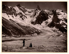 France, Mont Blanc, Glacier du Géant vintage print, photomechanical 22.5x28 picture