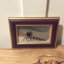 CAMEL DESERT FRAMED PICTURE 7 COLOR SANDS FROM THE U.A.E. MEMORIES UNPERISHED  picture