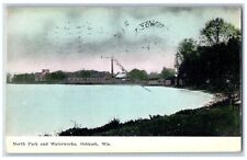 Oshkosh Wisconsin WI Postcard View Of North Park And Waterworks 1908 Antique picture