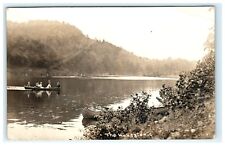 1923 The Housatonic River Children in Canoe Seymour CT Connecticut RPPC Postcard picture