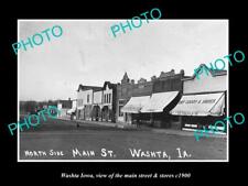 OLD LARGE HISTORIC PHOTO OF WASHTA IOWA VIEW OF THE MAIN ST & STORES c1900 picture