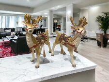Vintage Fitz & Floyd Christmas Tidings Ceramic 12” Reindeer Set NWOB picture