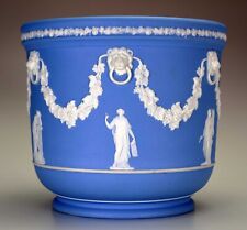 RARE ANTIQUE ORIGINAL WEDGWOOD LARGE FLOWER POT PLANTER IN RICH WEDGWOOD BLUE picture
