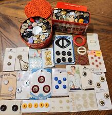 VINTAGE & Mix BUTTONS Lot Europe CARDS Buckles CELLULOID Glass ABALONE Military  picture