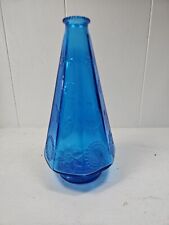 Vintage Kemple Wheaton Blue Glass Company Decanter Vase 10” Flowers picture