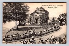 Dayton OH-Ohio, Newcomb Park & Log Cabin, Antique Vintage Souvenir Postcard picture