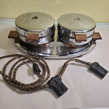 Vintage Dominion Electric Double Waffle Maker # 1354, w/ Braded Cloth Cord Works picture