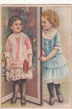 Soapine For Washing Cleaning Girl Hiding Behind Screen Vict Card c1880s picture