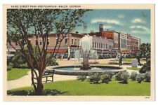 Macon Georgia c1940's Third Street Park, fountain, business district picture