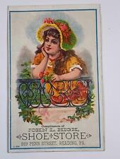 Advertising Victorian Trade Card John L High Shoe Store Reading PA  picture