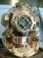 18'' Vintage  Finish Brass Scuba Divers Diving Helmet Royal Navy Marine picture