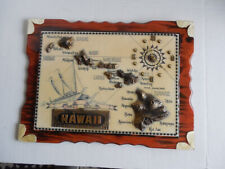 Beautiful Hawaiian Map Clock Vintage Wooden Frame working 17,5