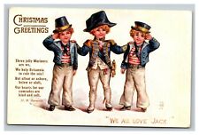 Vintage 1910's Tuck's Christmas Postcard Three Sailor Children -We all love Jack picture