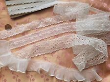 6 Vintage  Eyelet Heavily Embroidered Sheer Ribbon 6 Yd Lot picture