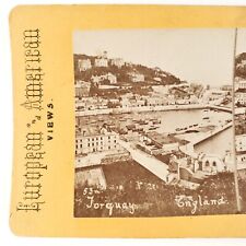 Torquay Harbour Boat Docks Stereoview c1890 England Coast Marina Ships UK A1816 picture