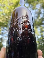 Large Deep Amber 1880s Blob Top Beer◇Phil Scheuermann Brewery Hancock Michigan picture