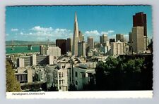 San Francisco CA-California, Financial District Skyline, Bay, Vintage Postcard picture