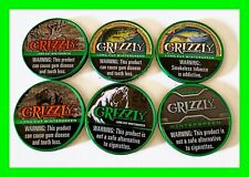 6x Obsolete Grizzly Long Cut Wintergreen Limited Edition Tins Tops Whitetail HTF picture