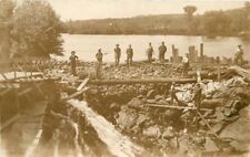 c1910 Occupation Worker Dam Building Rocks Lake RPPC Real Photo picture