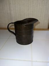 Vintage Antique Primitive One Quart Tin Measuring Cup with Graduated Embossed Ma picture