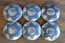 Lot Of 6 Vintage Native American 6 Point Sun Sterling Silver Button Covers picture