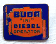 Antique Buda 161 Diesel Operator Enamel Badge Pin Advertising Allis Chalmers picture
