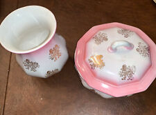 Antique Porcelain VASHTI E.P.P. Co. Dish and Vase. Pink/White picture