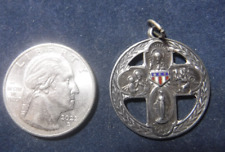 Four Way Medal, Sterling Silver Vintage Catholic WWI picture