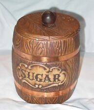 VINTAGE LATE 1950's TO EARLY 1960's TREASURE CRAFT BARREL SUGAR JAR  picture