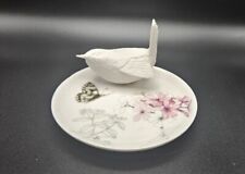 Hallmark Trinket Dish with Attached White Bird Butterfly & Floral Decor picture