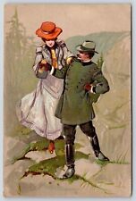 PFB Romance~Elegant European Lady & Gent Mountain Climbing~#2201~Embossed 1904 picture