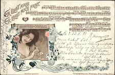 Beautiful German Woman Sheet Music Blumer Orakel c1905 Vintage Postcard picture