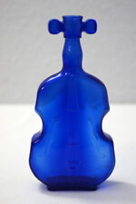 Vintage Bass Cello Violin Shaped Glass Bottle Cobalt Blue Stamp #2 Music Gift picture