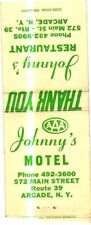 Johnny's Motel, Johnny's Restaurant Arcade, New York Vintage Matchbook Cover picture