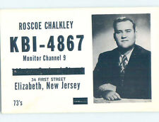 Pre-1980 RADIO CARD - CB HAM OR QSL Elizabeth New Jersey NJ AH2453 picture