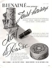 Original French Vintage Ad - BIENAIMÉ Cosmetics Makeup Powder Perfume - 1949 picture