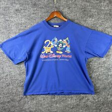Vintage Disney World T Shirt Adult Large Blue Mickey Mouse Spanish Celebremos picture
