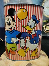 Vintage Metal Disney Cheinco Trash Garbage Can Goofy Mickey Mouse Donald Duck picture