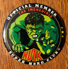 MARVELMANIA INCREDIBLE HULK SUPER HERO CLUB PIN BACK BUTTON 1966 Button World picture