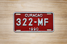 Rare Curacao Island Motorcycle License Plate 1990 322-MF picture